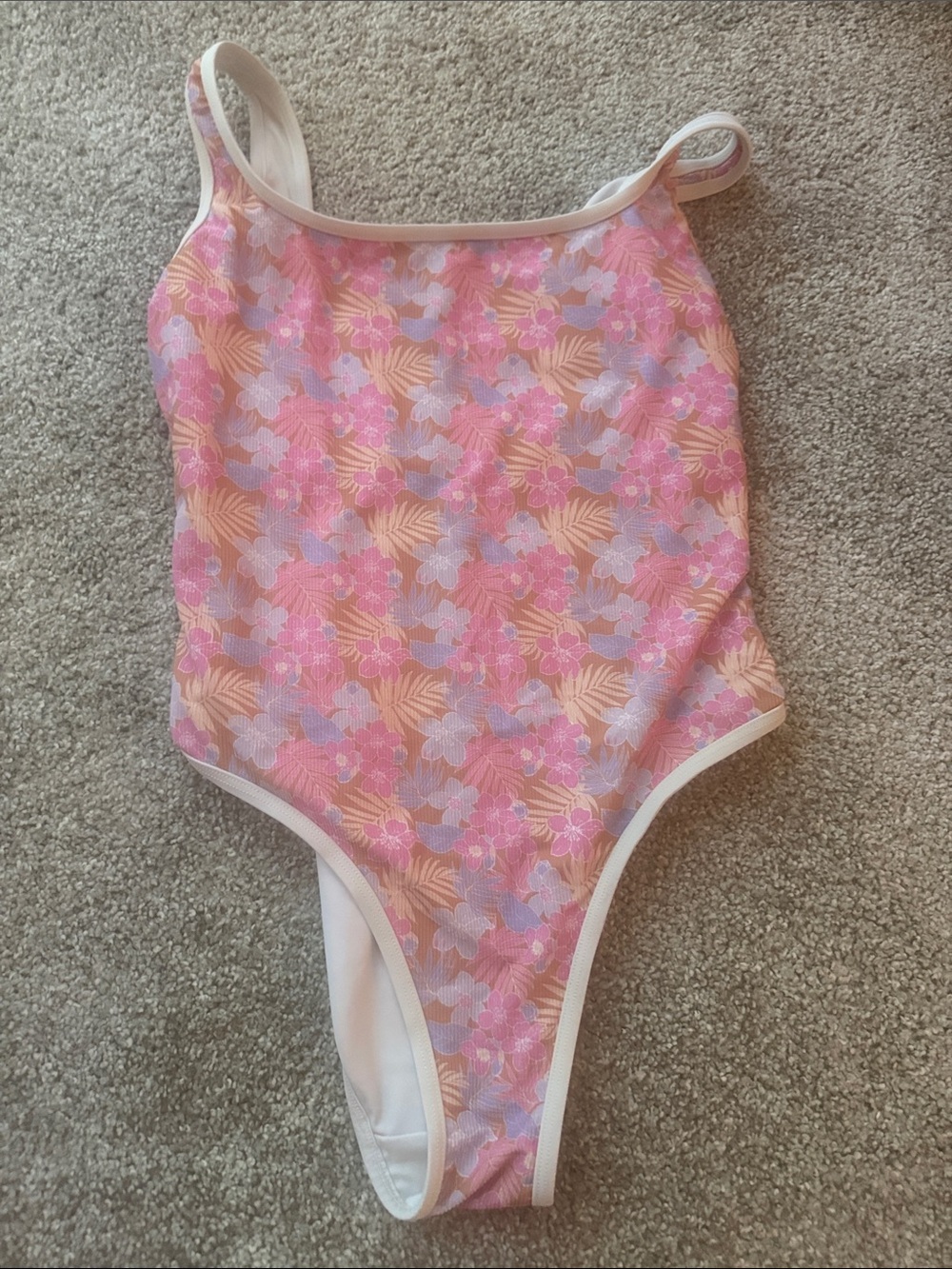LainSnow Pink Lavender Floral One-Piece Swimsuit